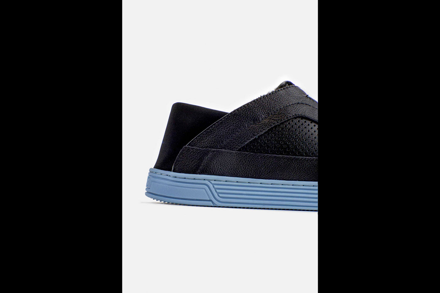 Women's Low-top Slippers-TIME Slippers #color_leather-black-sky-blue