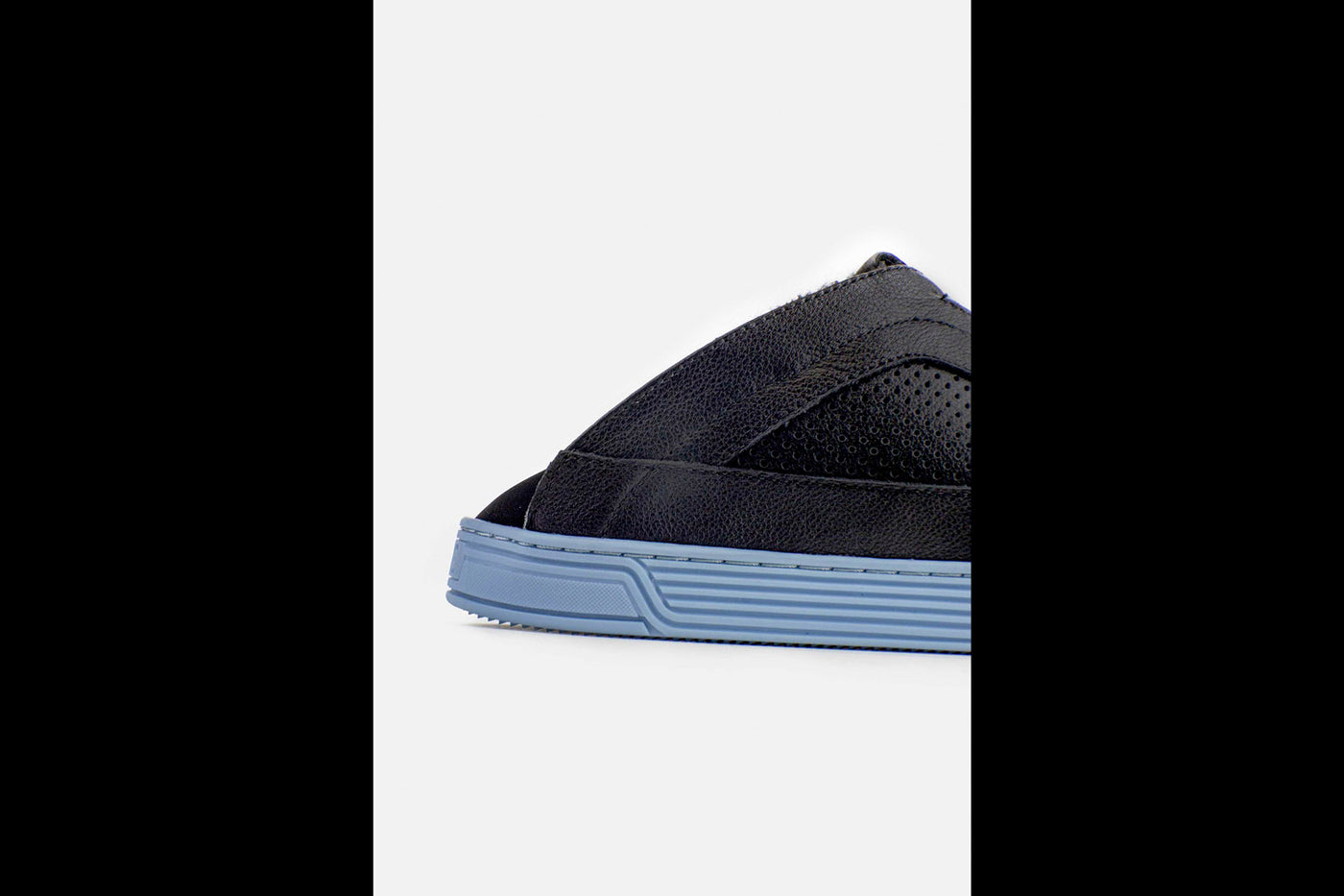 Women's Low-top Slippers-TIME Slippers #color_leather-black-sky-blue