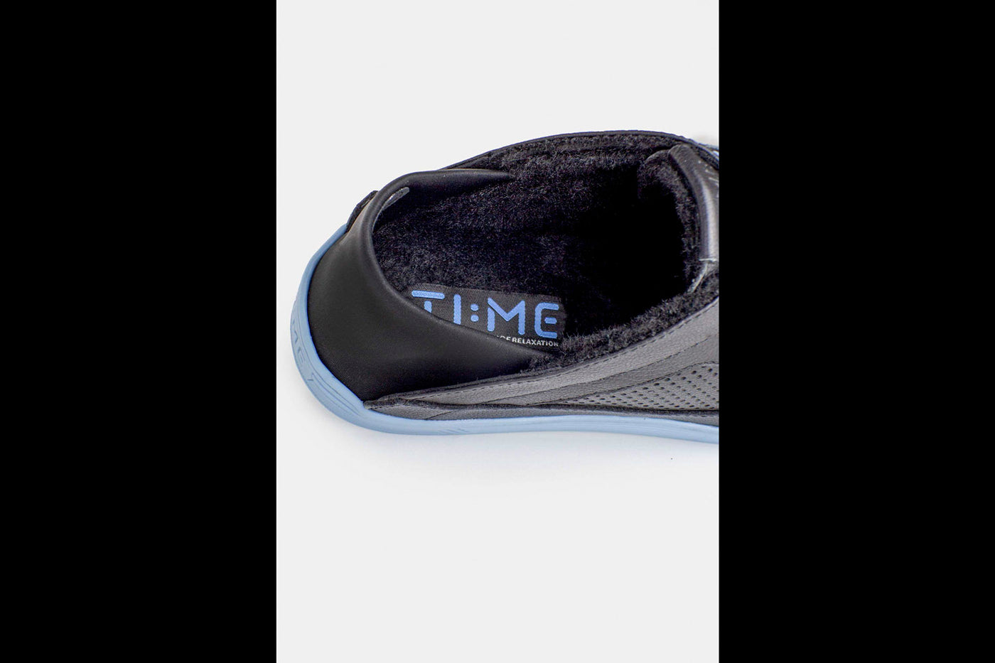 Men's Low-top Slippers-TIME Slippers #color_leather-black-sky-blue