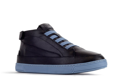Women's Mid-top Slippers-TIME Slippers #color_leather-black-sky-blue