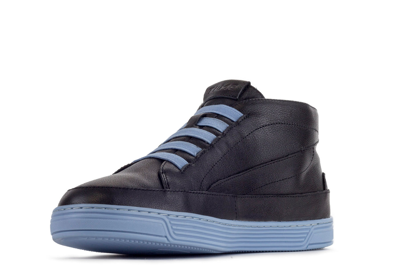 Men's Mid-top Slippers-TIME Slippers #color_leather-black-sky-blue