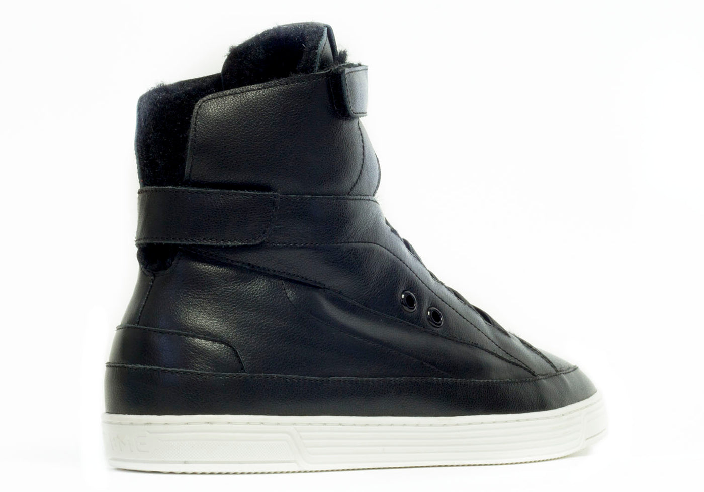 Leather slippers hi-top, #color_leather-black-white