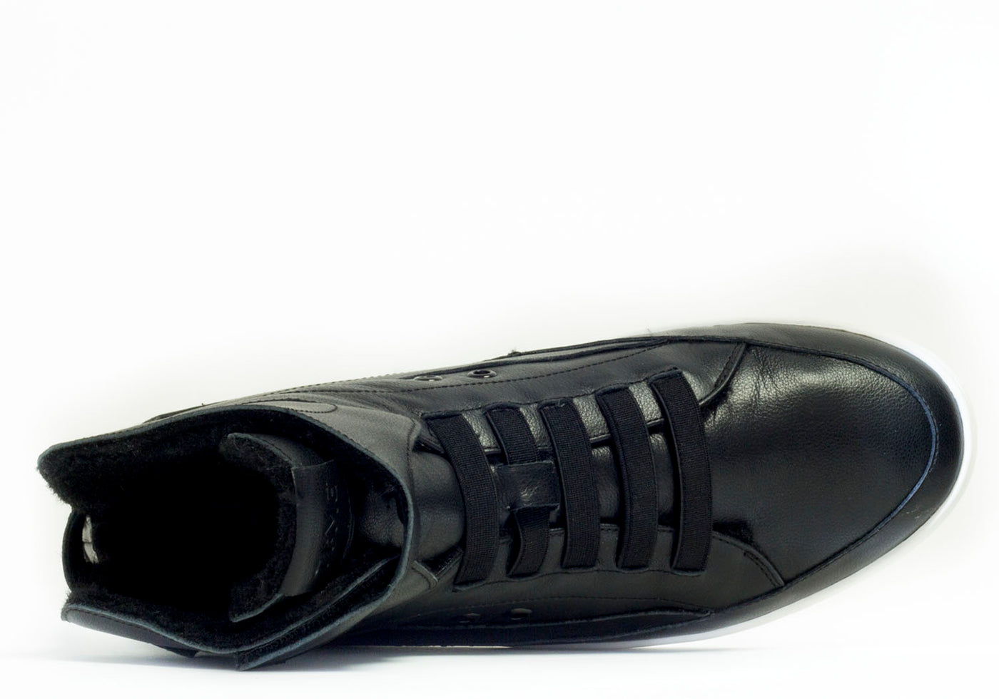 Leather slipper hi top, #color_leather-black-white