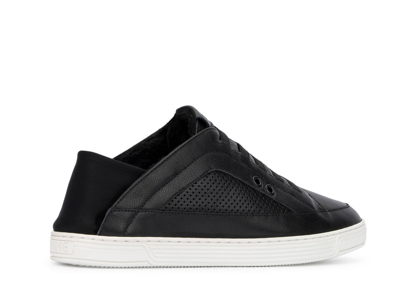 Leather slipper low top, #color_leather-black-white