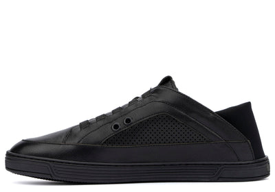 Leather slipper low top, #color_leather-black-black