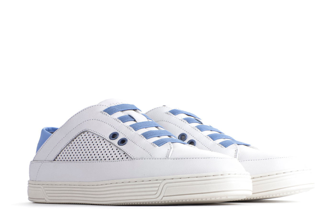 TIME Slippers-Men's Low-top Slippers,#color_leather-white-blue