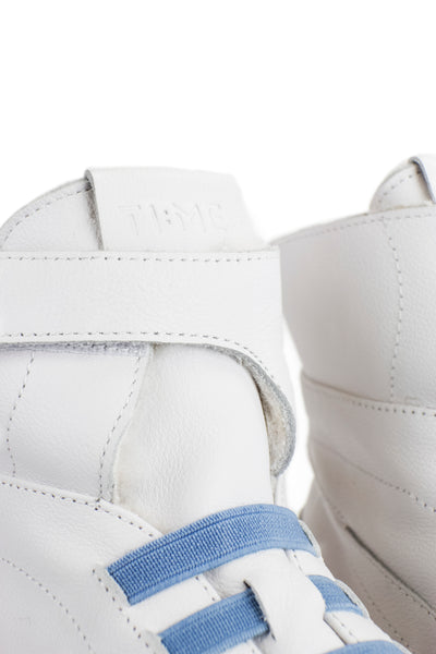 TIME Slippers-Women's Hi-top Slippers,#color_leather-white-blue